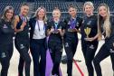 Copa do Mundo de Ginástica rítmica na Romênia. Na foto, Da esquerda para a direita  Marcia Naves treinadora da Babi Domingos, Babi Domingos - ginasta de Curitiba,  Marcia Aversani - Presidente da Federação de Ginástica do Paraná e faz parte do comitê técnico da Federação Internacional de Ginástica , Giovana Silva - ginasta de Toledo, Nicole Pircio - ginasta de Londrina,  Camila Ferezin - treinadora do conjunto da seleção (é de Londrina),  Bruna Rosa - professora de Ballet da seleção (é de Londrina).