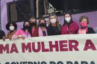 Ação com ônibus lilás no calçadão da rua xv de novembro. Dia 22 Dia Estadual de Combate ao Feminicídio