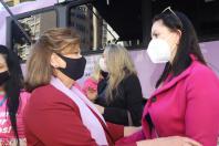 Ação com ônibus lilás no calçadão da rua xv de novembro. Dia 22 Dia Estadual de Combate ao Feminicídio