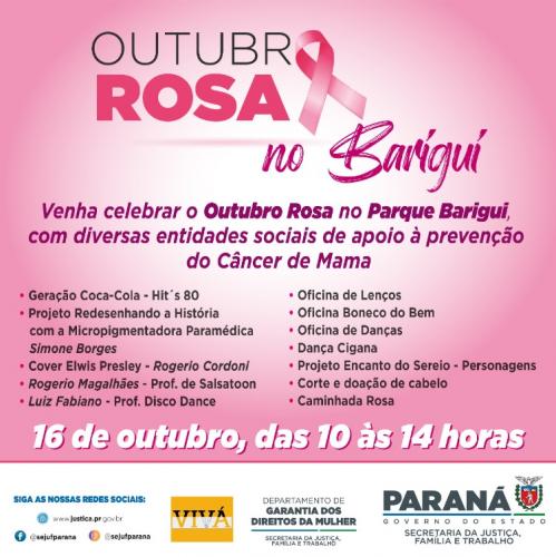Divulgação do evento Outubro Rosa no Barigui.
