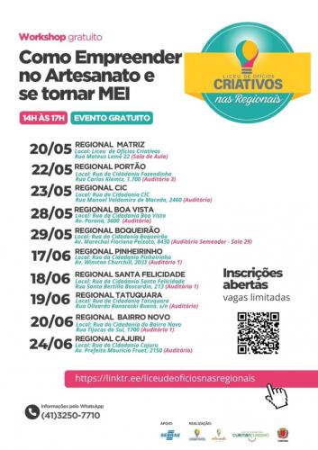Liceu de Ofícios Criativos leva capacitação empreendedora a todas as Regionais de Curitiba.