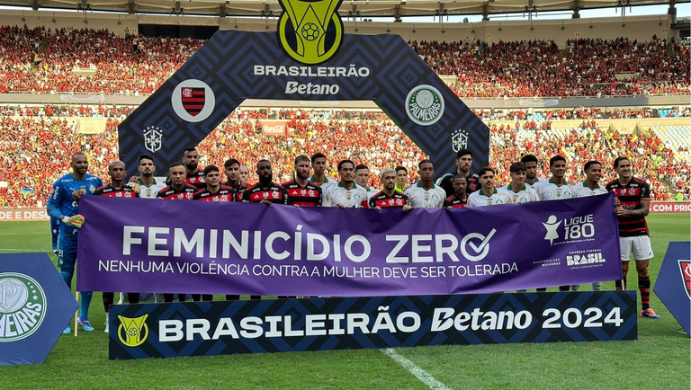 Jogadores em campanha pelo Feminicídio Zero
