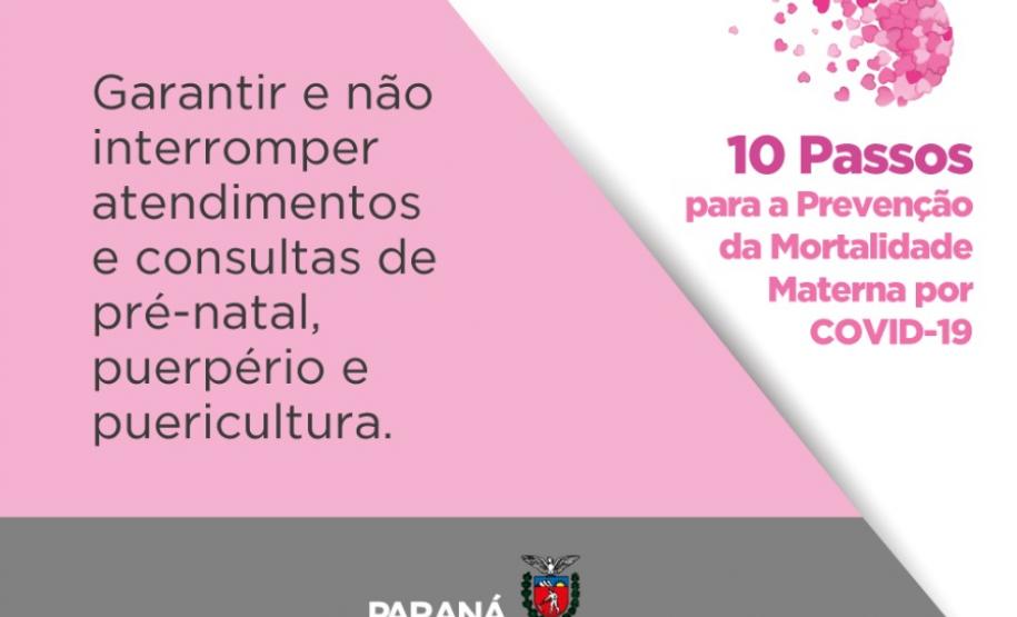 Cards - Sesa recomenda 10 passos para a prevenção da mortalidade materna por Covid-19