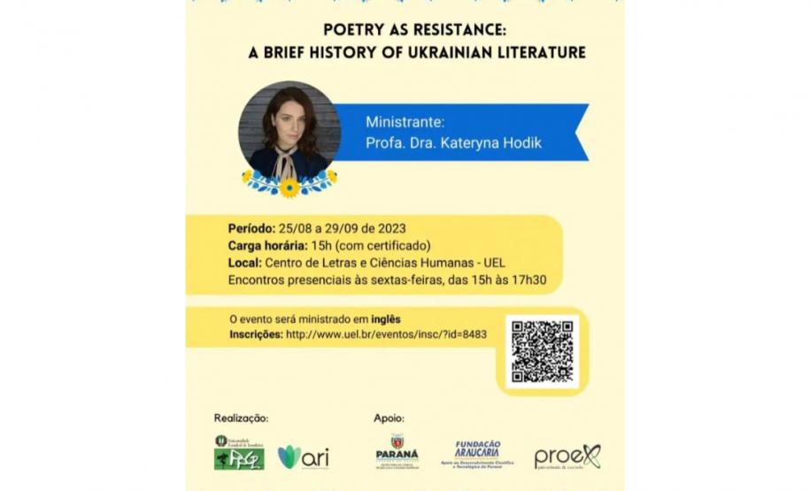 Pesquisadora ucraniana especializada em literatura oferece curso de poesia na UEL