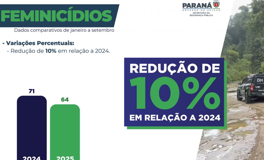 Com ações integradas, Paraná reduz número de feminicídios e estupros em 2025
